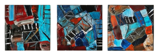 Set of 3 - Mixed Media Abstract Contemporary Original Painting Textured Art By Vercmagnus