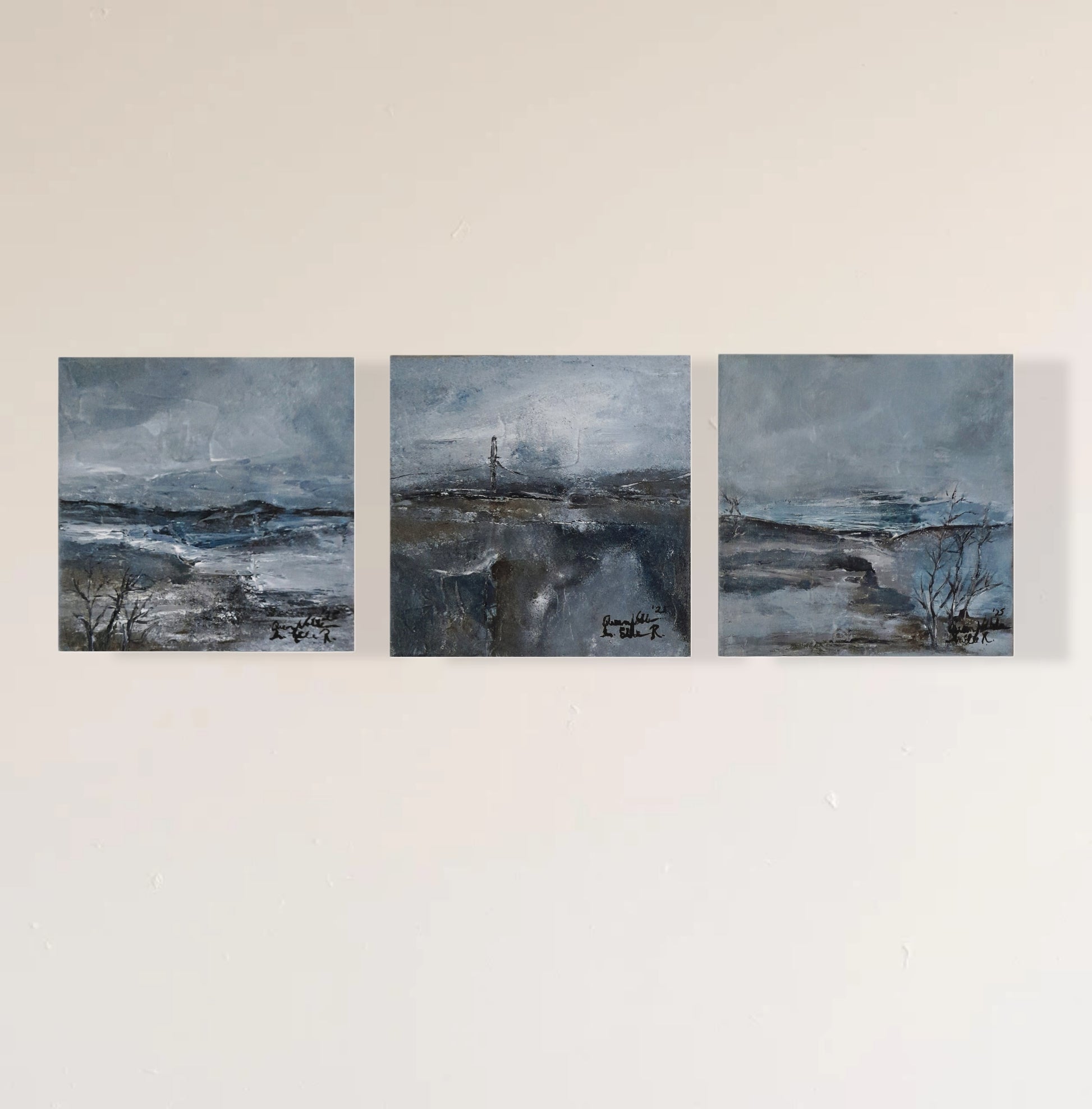 Triptych Original Landscape Painting - The Secret Life Can Offer By QueenNoble