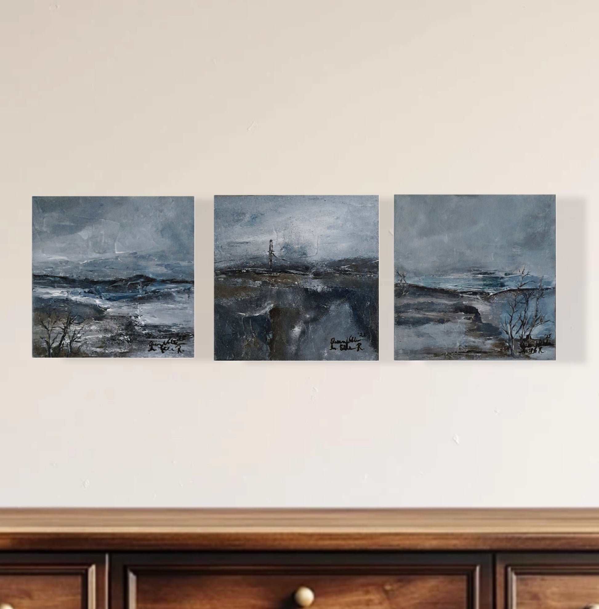 Triptych Original Landscape Painting - The Secret Life Can Offer By QueenNoble