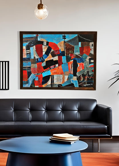 Framed Geometric Abstract - Original Painting By Vercmagnus It's Going Up