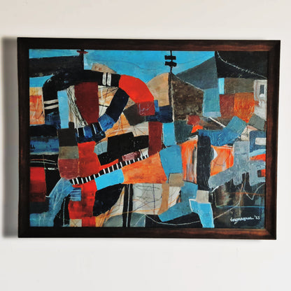 Framed Geometric Abstract - Original Painting By Vercmagnus It's Going Up