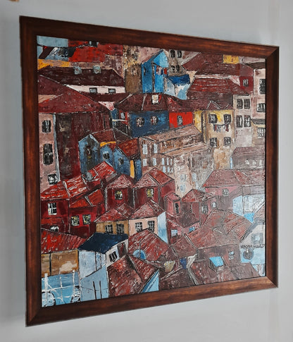 Portugal Original Landscape Painting Textured Impasto Art By Vercmagnus&nbsp;