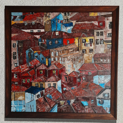 Portugal Original Landscape Painting Textured Impasto Art By Vercmagnus&nbsp;