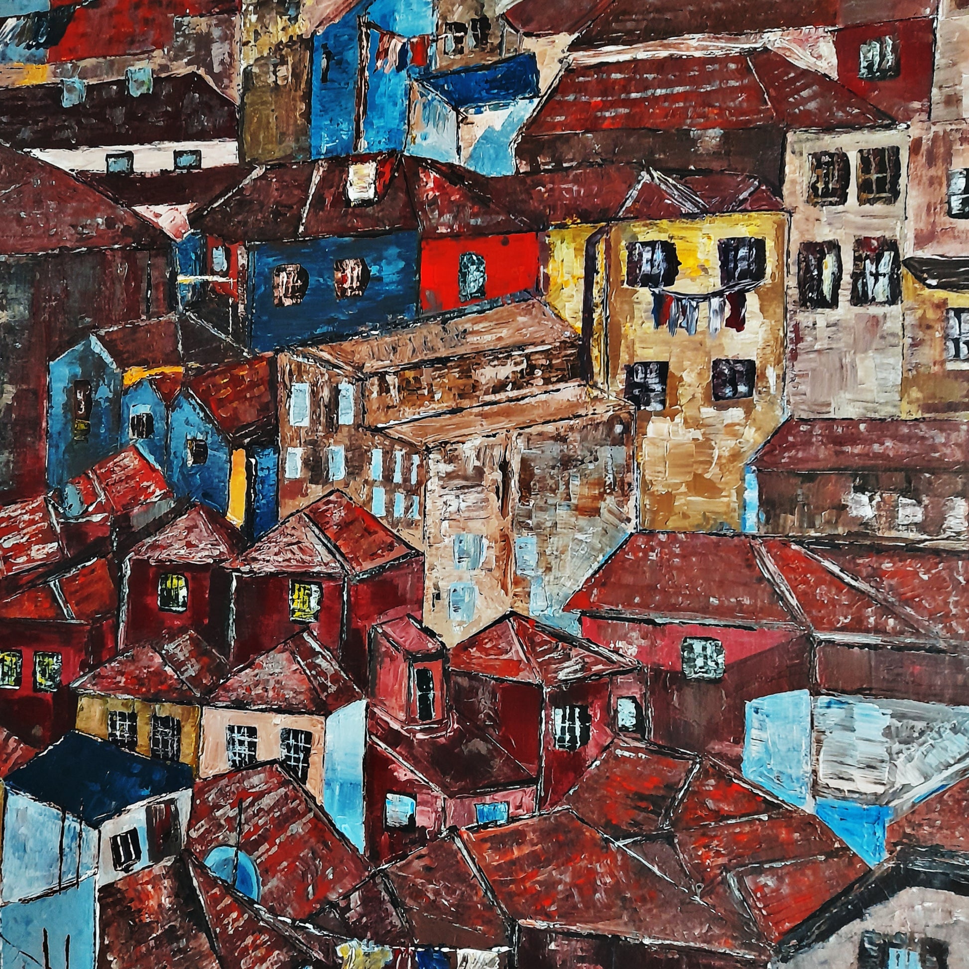 Portugal Original Landscape Painting Textured Impasto Art By Vercmagnus&nbsp;