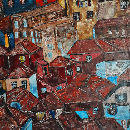 Portugal Original Landscape Painting Textured Impasto Art By Vercmagnus&nbsp;