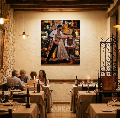 Tango Original Portrait Painting With Abstract Background By QN and Vercmagnus