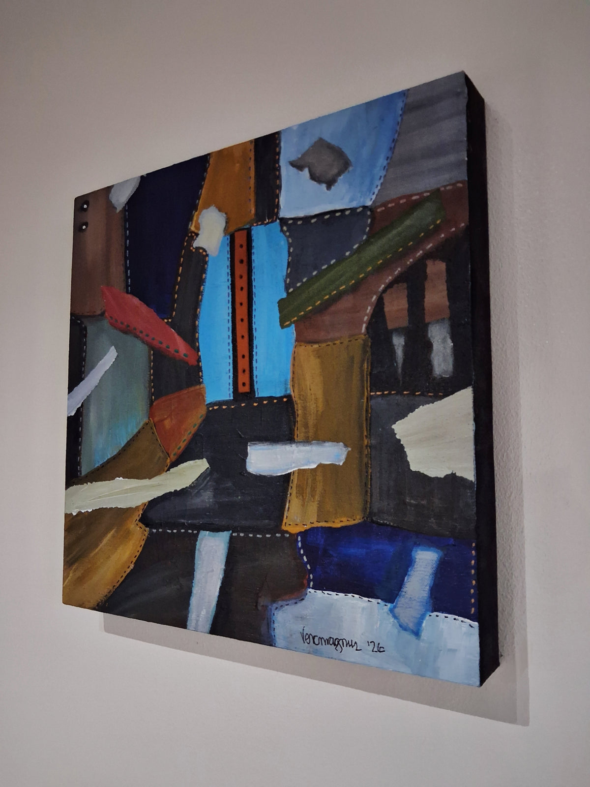 The Designer By Vercmagnus Illusion Abstract Painting With Genuine Leather