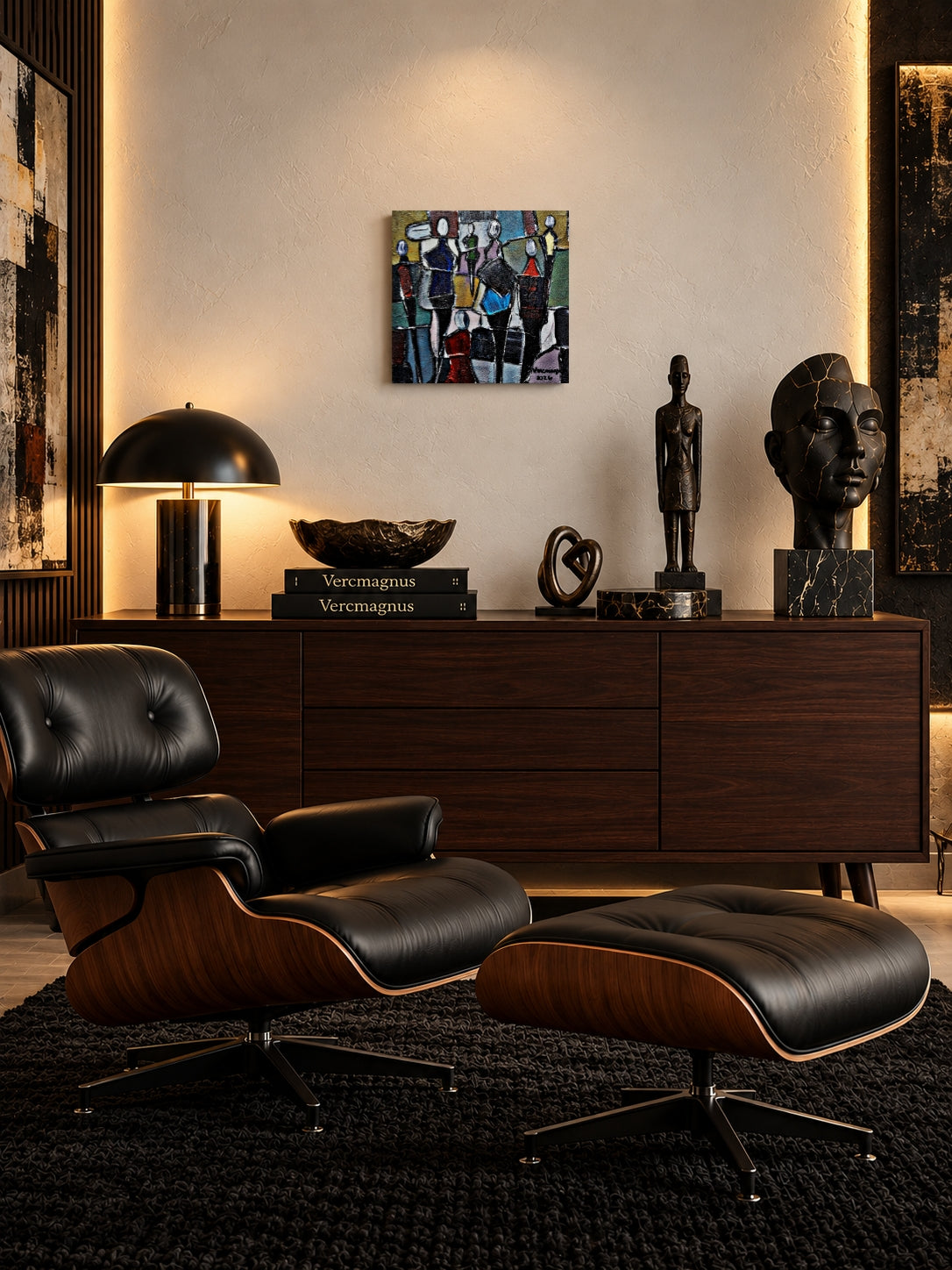 Busy People Original Painting Impasto Abstract By Vercmagnus