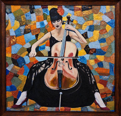 The Cello Player Impromptu Portrait Painting Collaborated Piece By QueenNoble and Vercmagnus