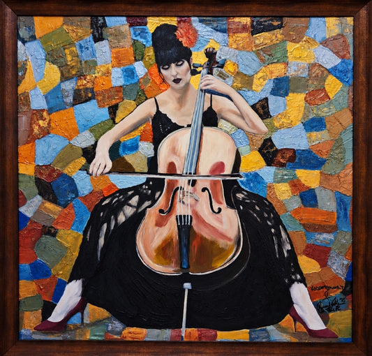 The Cello Player Impromptu Portrait Painting Collaborated Piece By QueenNoble and Vercmagnus