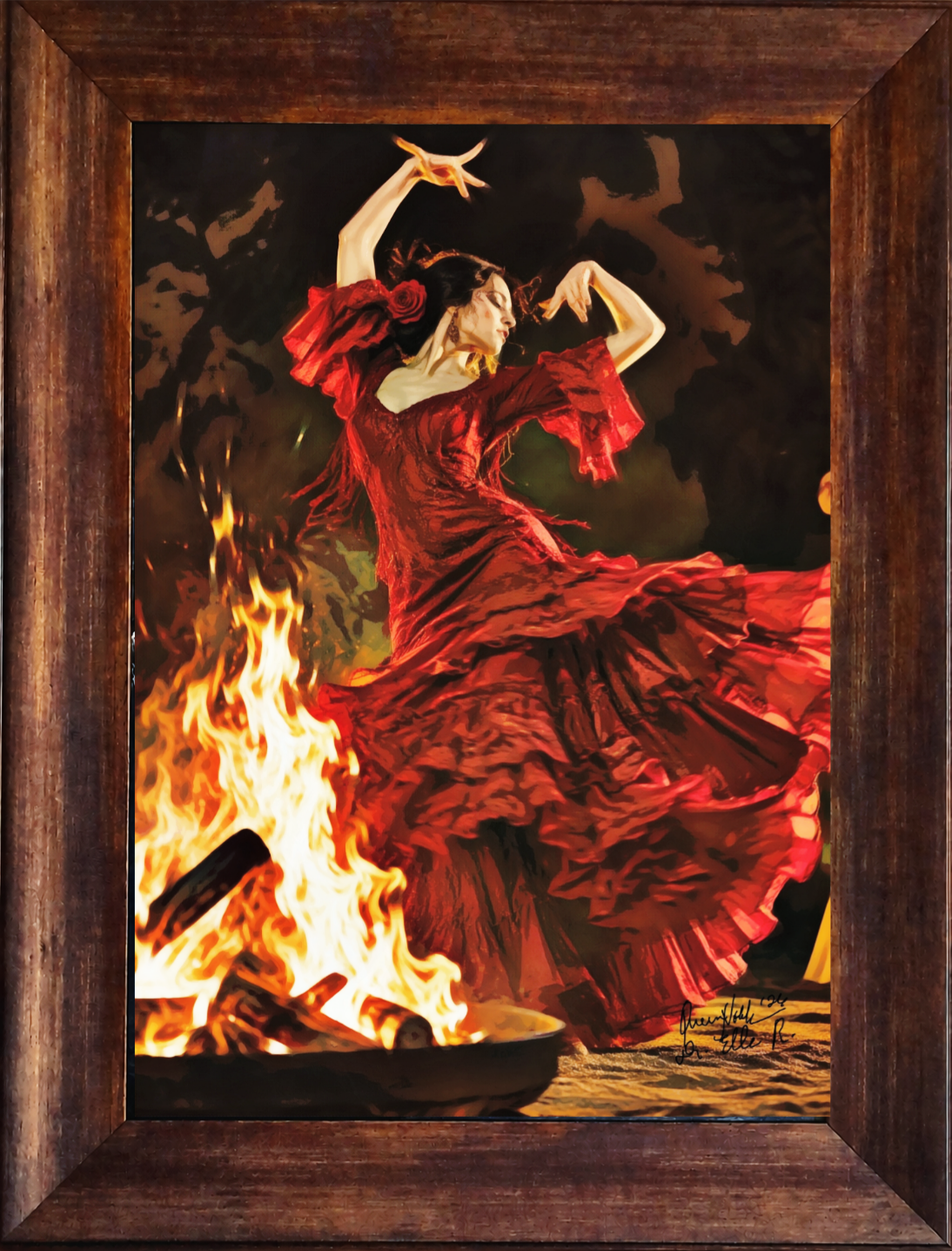 Spanish Dance By QueenNoble Framed Flamenco Painting Original