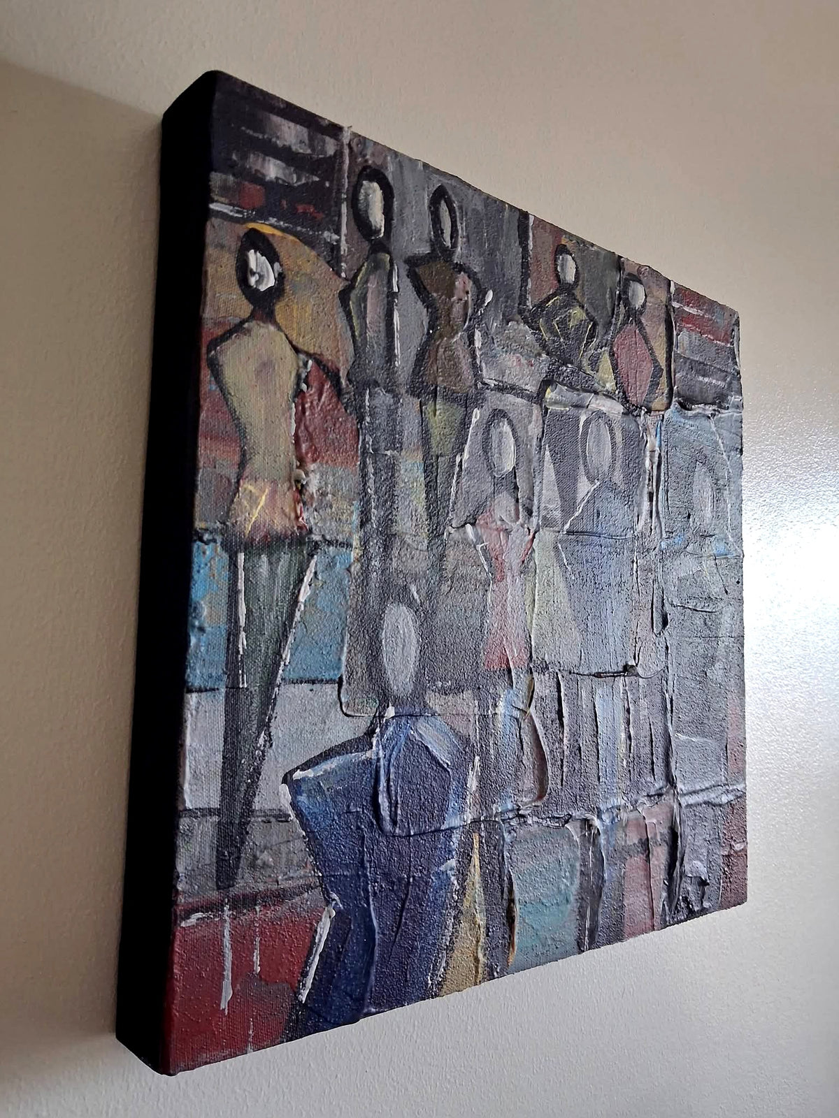 The Queue By Vercmagnus Impasto Abstract Painting Original Art