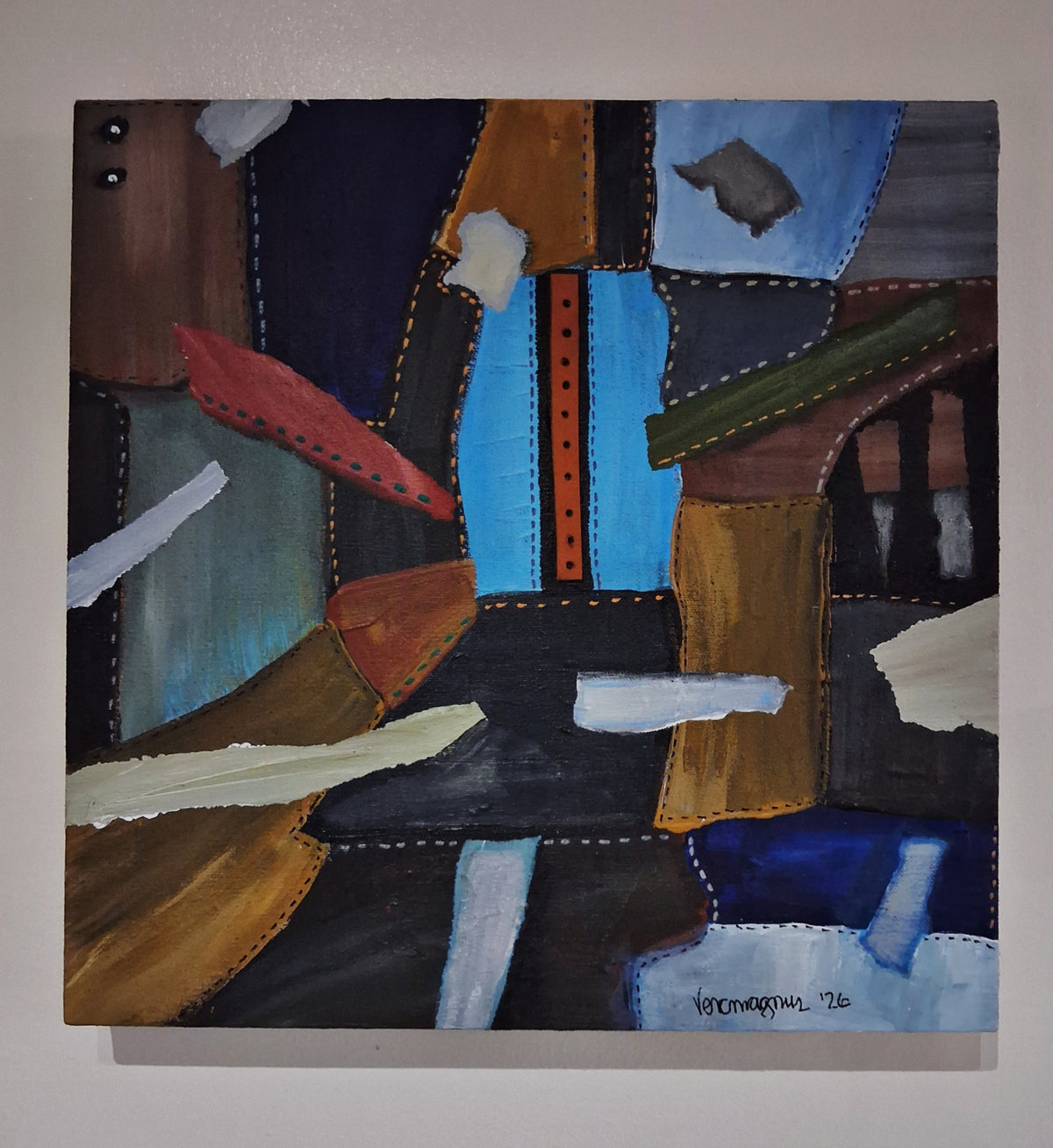 The Designer By Vercmagnus Illusion Abstract Painting With Genuine Leather